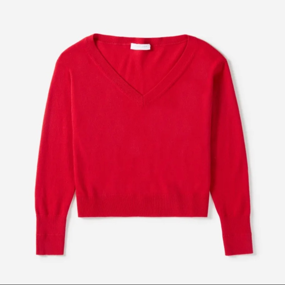 Everlane Red Cashmere V Neck Sweater
